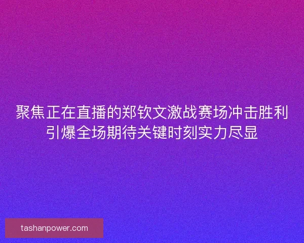 聚焦正在直播的郑钦文激战赛场冲击胜利引爆全场期待关键时刻实力尽显