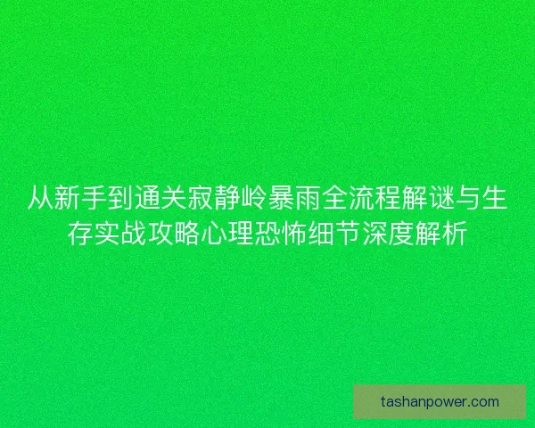 从新手到通关寂静岭暴雨全流程解谜与生存实战攻略心理恐怖细节深度解析