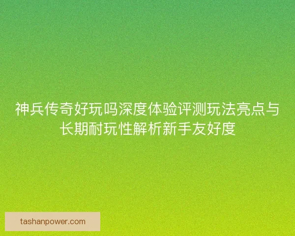 神兵传奇好玩吗深度体验评测玩法亮点与长期耐玩性解析新手友好度